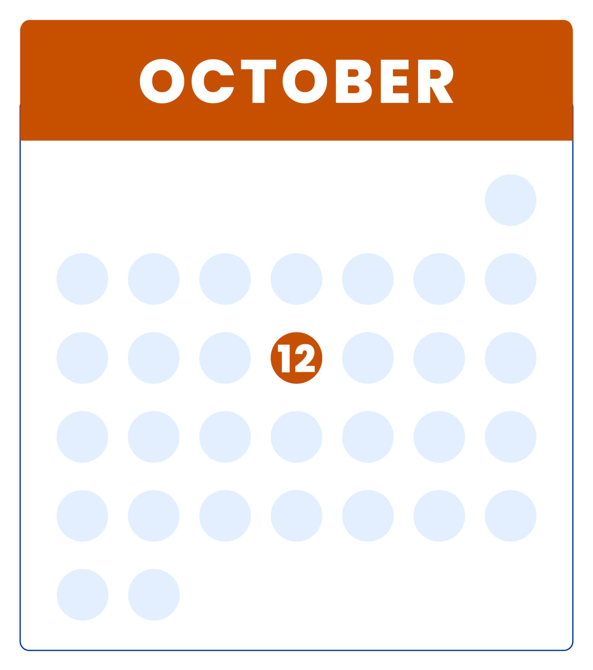 Calendar graphic with October 12, 2022 highlighted